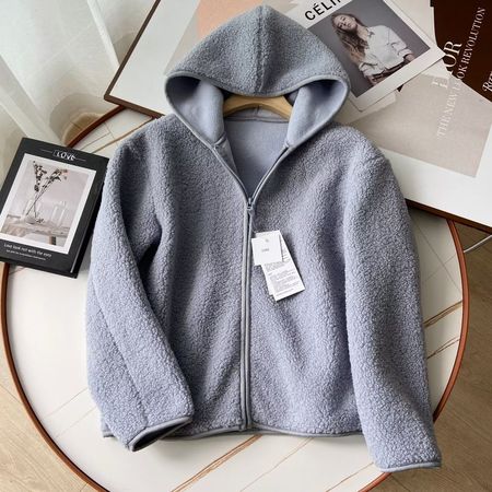 Women's Fleece Hooded Jacket Long-Sleeved Warm Zipper Cardigan